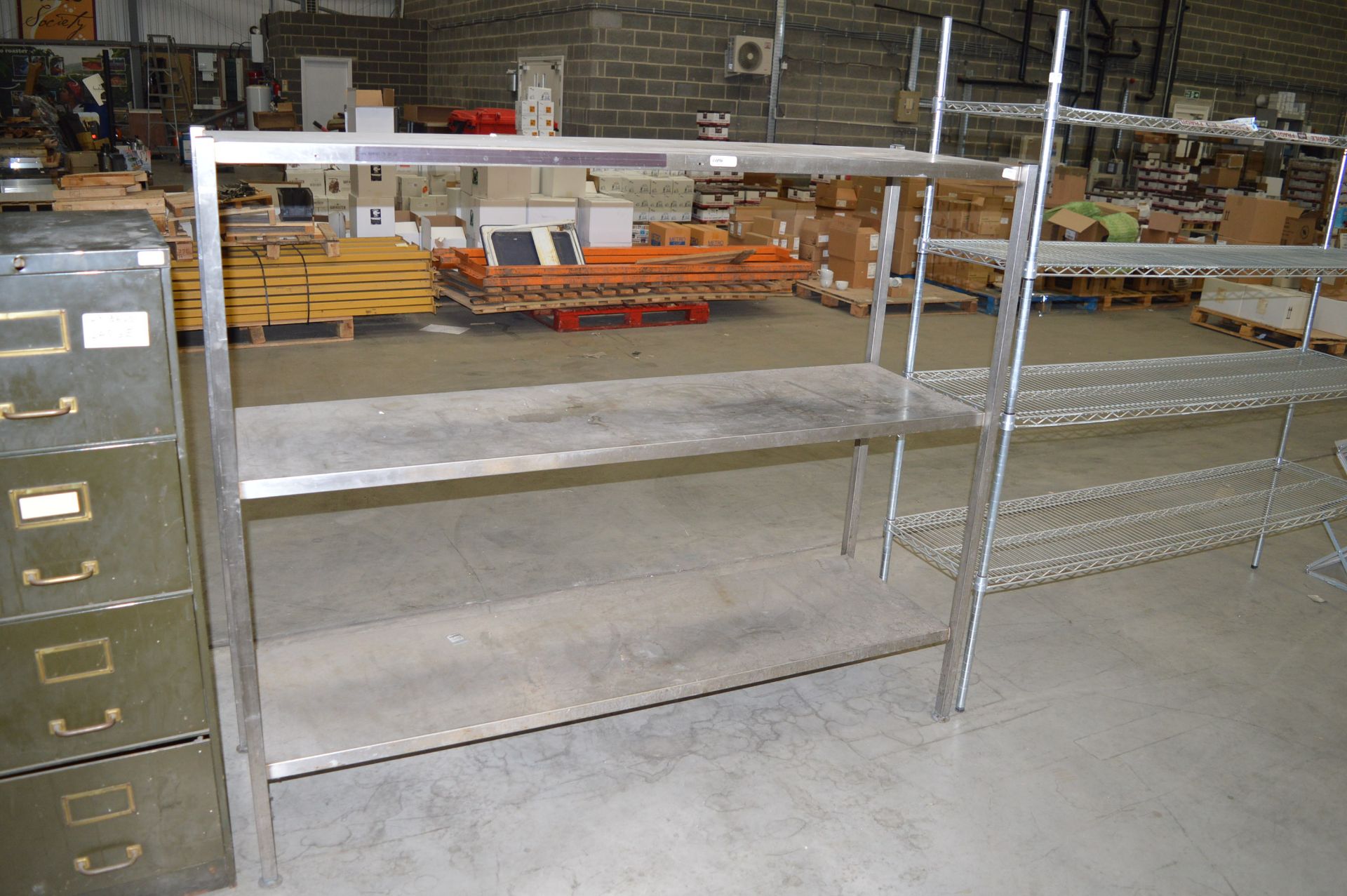 *Stainless Steel Three Tier Shelf Unit 180x55cm x 150cm tall