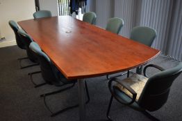 *Rectangular D-End Boardroom Table 300x120cm with Cherrywood Top and Four Chrome Legs