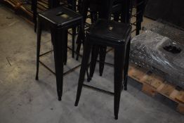 *Two Industrial Style Black Metal High Seat Stools