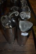 *Six Stainless Steel Cocktail Shakers and Accessories