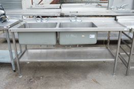 Stainless Steel Double Sink Unit with Taps, and Un