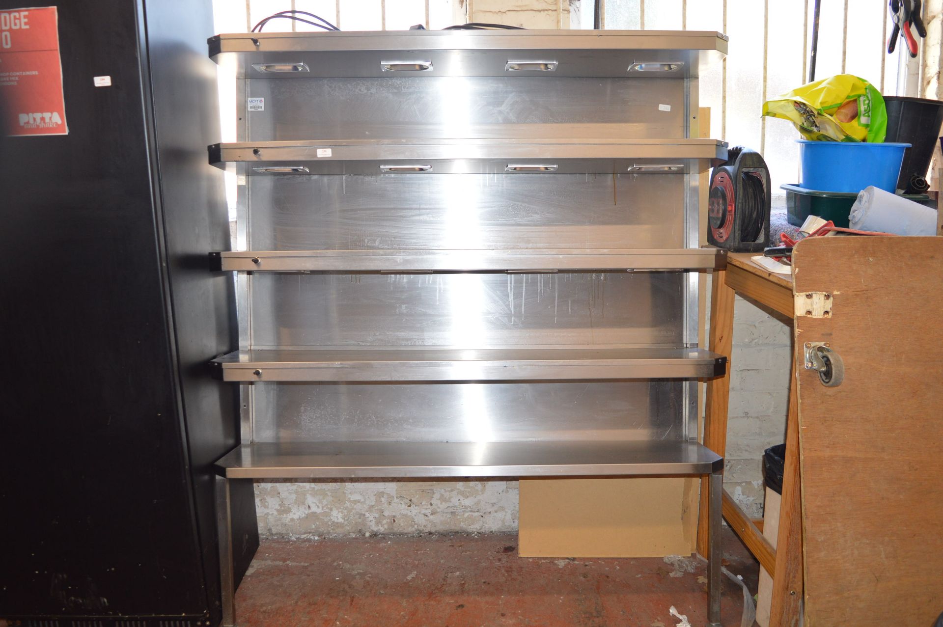 *Stainless Steel Five Tier Wall Shelves with Light