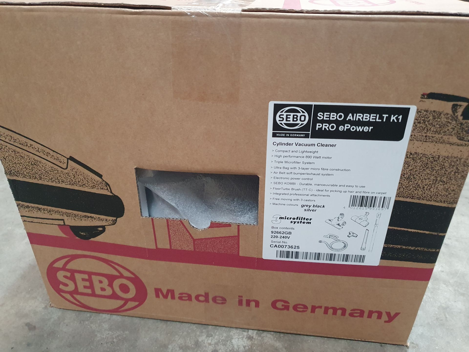 * SEBO Air Belt TK1 Pro ePower cylinder vacuum cleaner RRP £290 - Image 2 of 3