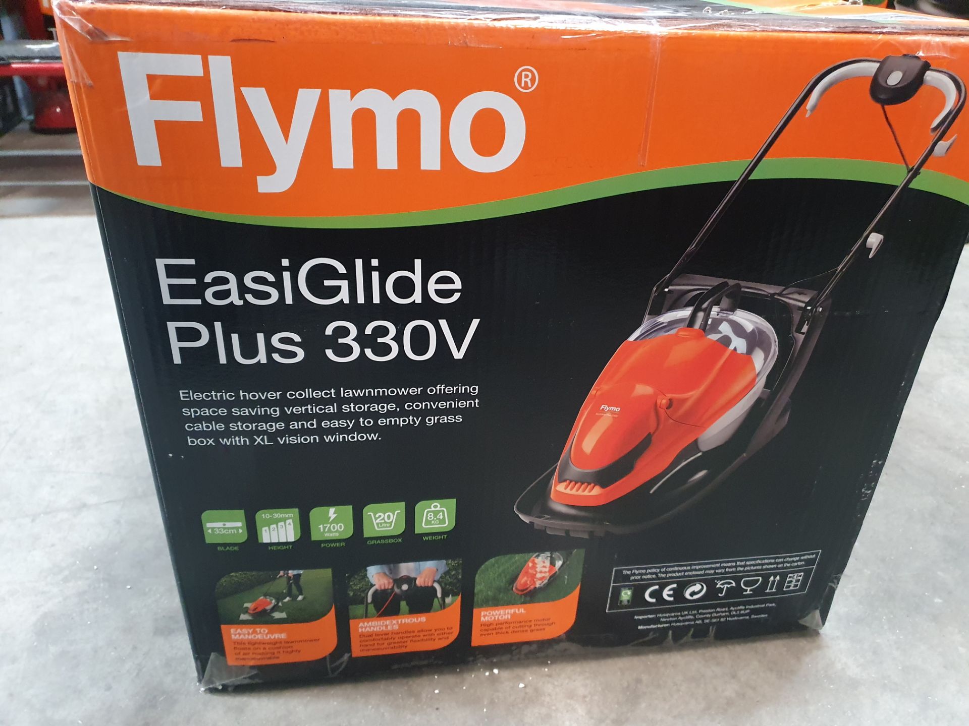 * Flymo EasiGlide Plus 330V electric hover collect lawnmower - Image 2 of 3