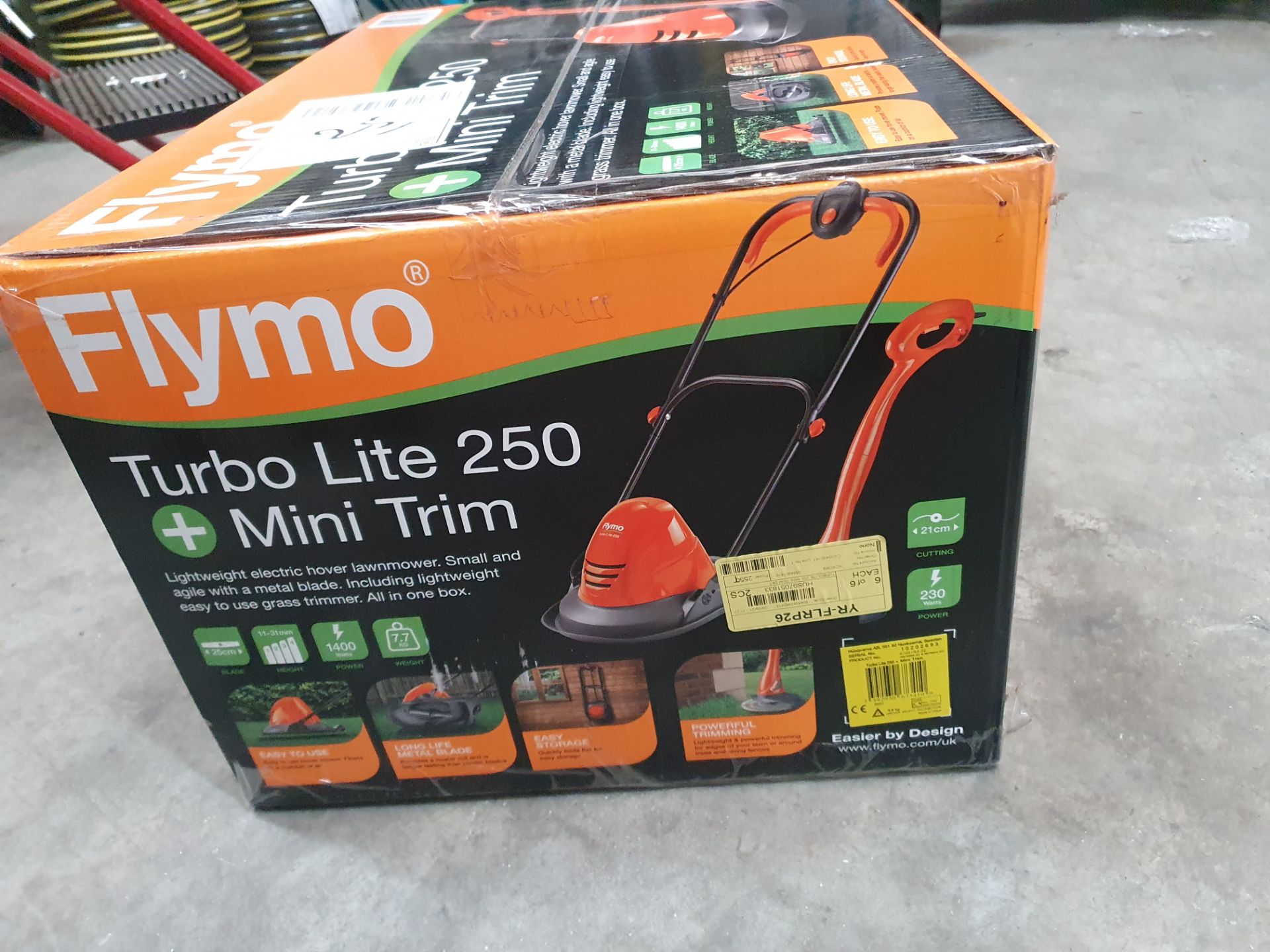 * Flymo Turbolite 250 lightweight electric hover mower and grass trimmer - Image 2 of 2