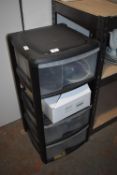 *Four Tier Plastic Storage Cabinet and Contents (o