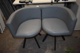 *Pair of Grey Faux Leather Quadrant Chairs