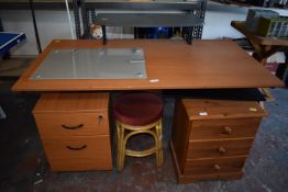 *Office Desk with Upstand, Glass Picture Frame, Tw