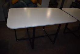 *White Table on Black Metal Base ~150x90cm x 76cm