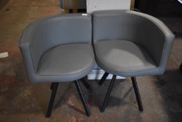 *Two Grey Faux Leather Quadrant Chairs