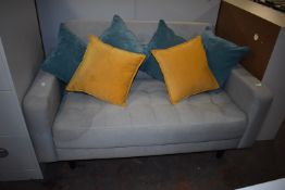 *Grey Two Seat Sofa with Six Cushions