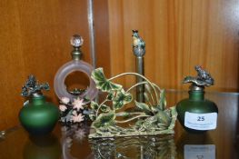 Five Frog Enameled Ornaments, Scent Bottles, etc.