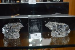 Two Glass Frog Paperweights by Royal Guiseley plus