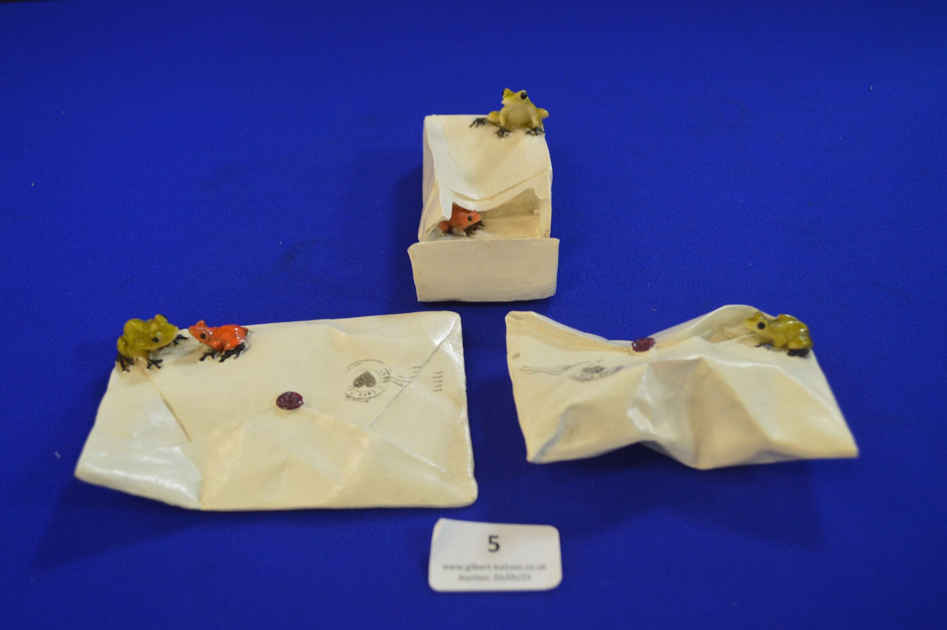 Three Ceramic Frog Envelopes