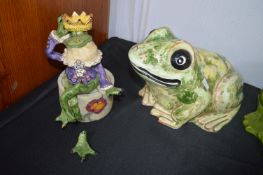 Large Pottery Frog and a Frog Sat on a Box (AF)