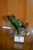 Glass Frog Paperweight