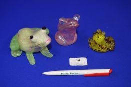 Three Glass Frog Paperweights