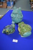 Three Pottery Frogs