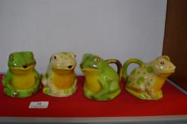 Four Pottery Frog Jugs by Tony Wood