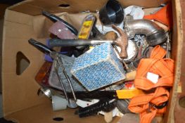 Box of Straps, Various Tools, Brushes, Pry Bars, L