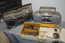 Two Portable Radio Cassette Players by Aiwa and Al