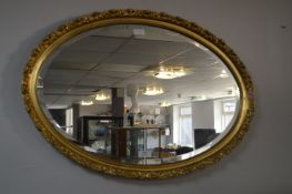 Oval Gilt Framed Beveled Edge Mirror
