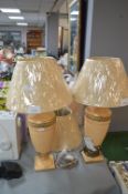 *Set of Four Pottery and Gilt Matching Table Lamps