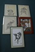 Five Japanese Framed Prints