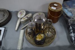 EPNS Tray, Coffee Pots, Dressing Table Set, and a