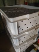 *3 x white plastic stacking crates