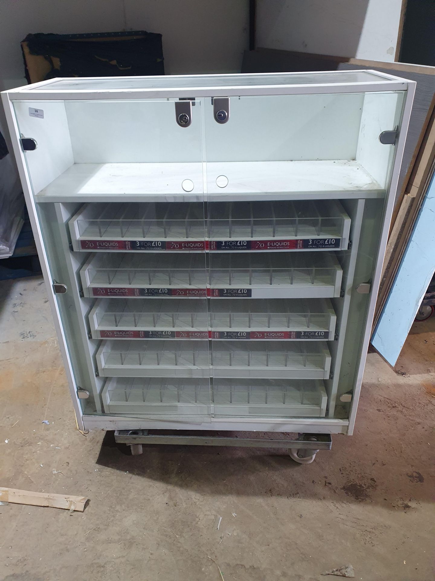 *lockable vape display unit with sliding drawers. 990w x 400d x 1140h