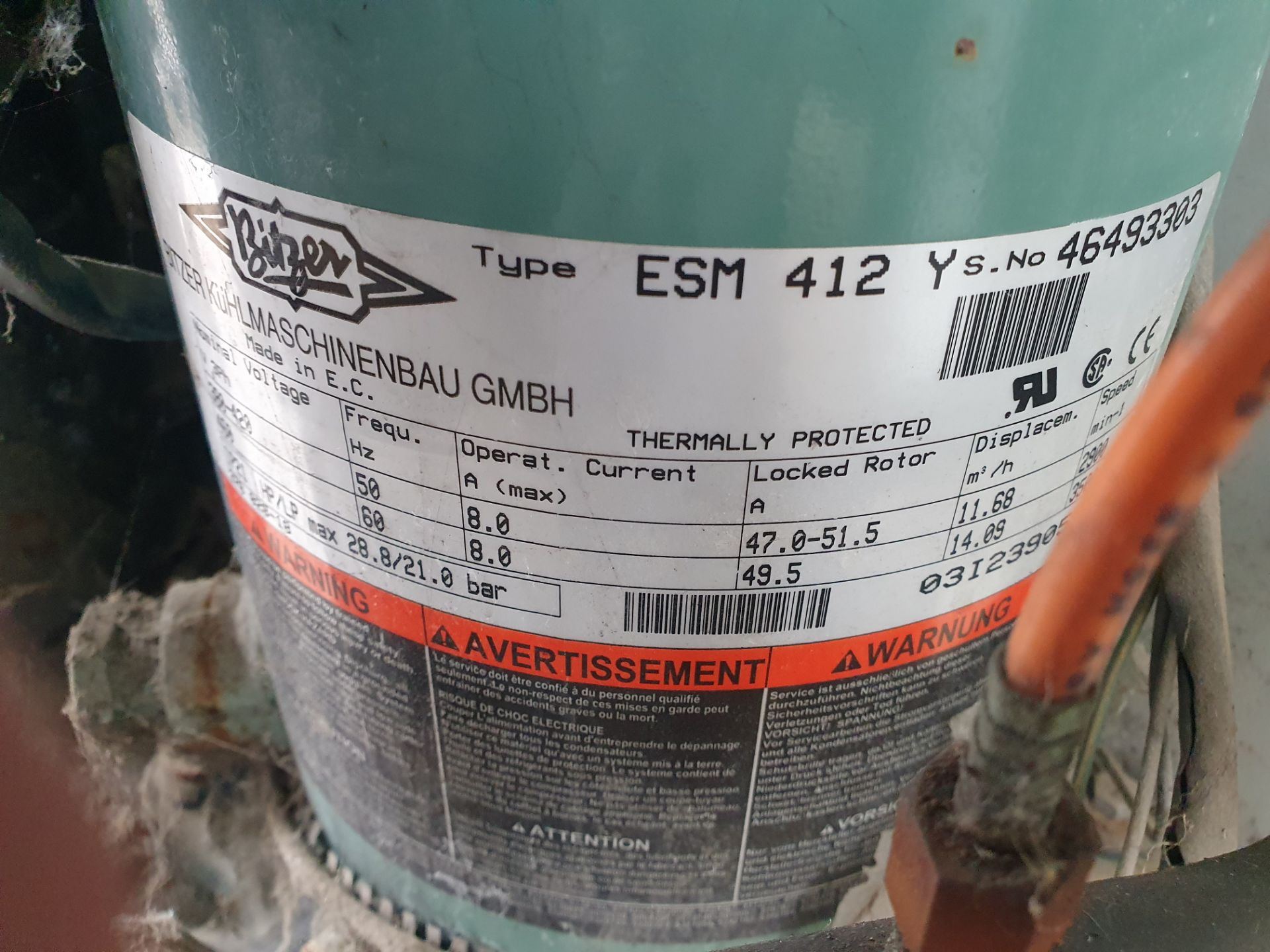 *Hubbard outdoor condensing unit. Compressor - Model - ESM412 Serial Number - 46493303 - Image 2 of 2