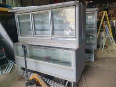 *2 x 2m combi-freezers with glass doors/well. Integral, plug in. 1 was running, both require