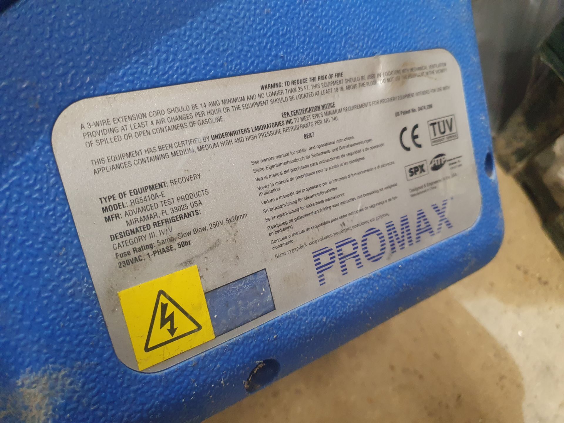 *ProMax refridgeration engineers recovery unit RG5410A - Image 3 of 3