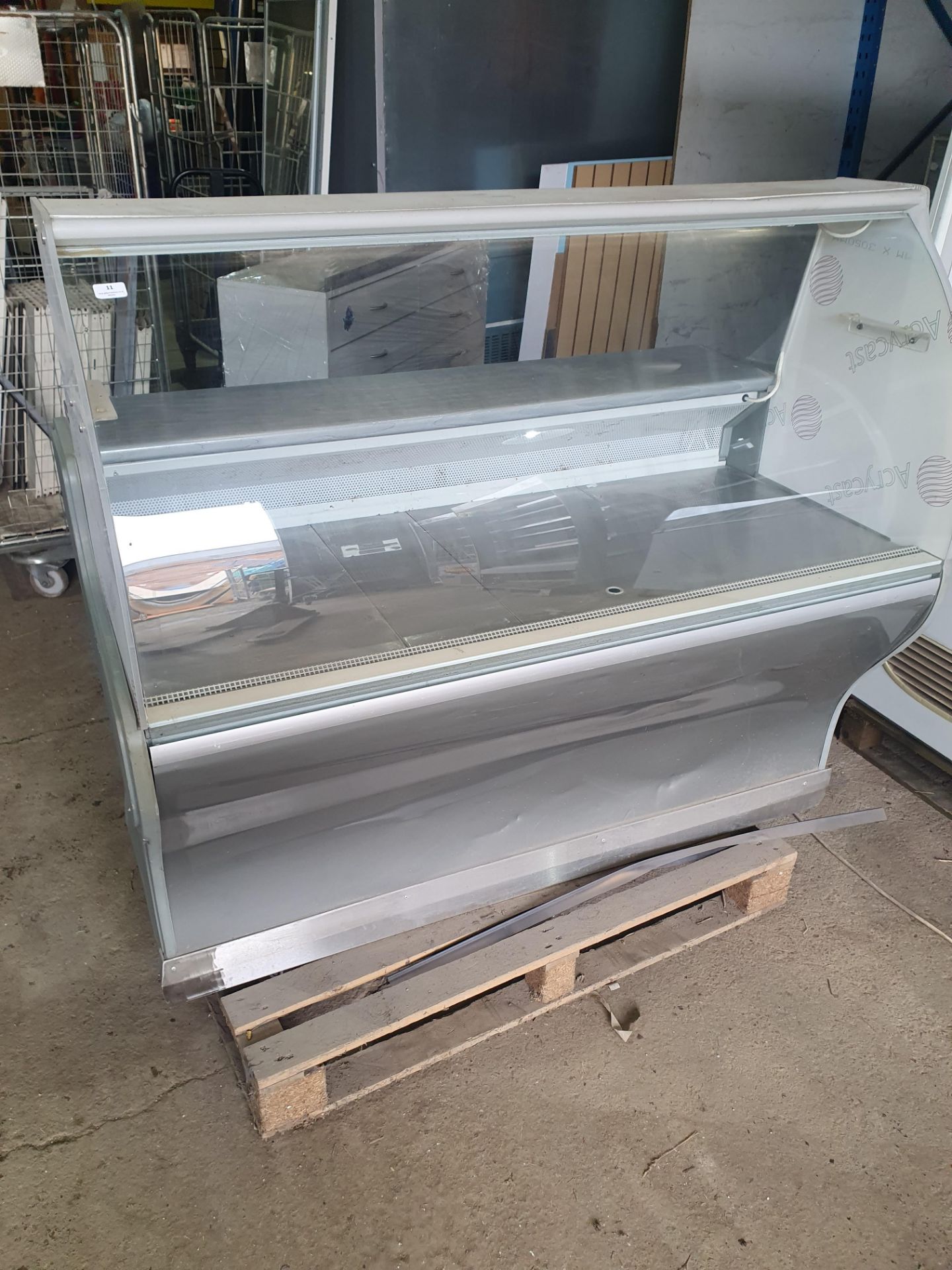 *1500 wide deli serve over chiller counter with chilled under storage, new acrylic ends, tested