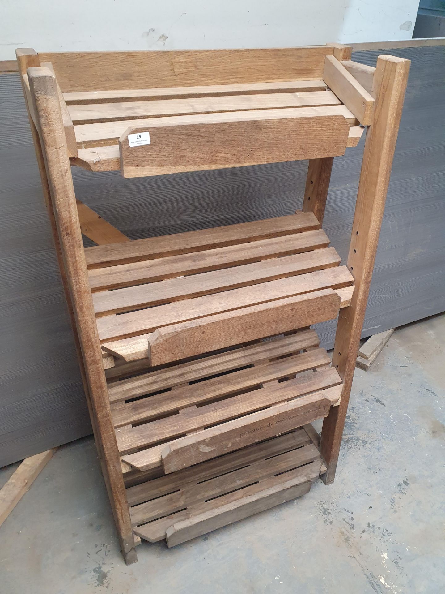 *Solid oak bespoke slatted bread stand with adjustable shelves. 750w x 520d x 1340h - Image 2 of 3