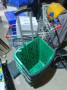 *4 x new green trolly roller shopping baskets