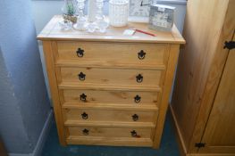 Pine Five Drawer Chest (matching lot 393)