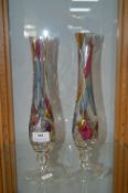 Pair of Coloured Glass Vases