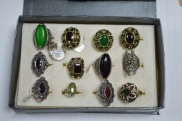 Thirteen Costume Jewellery Rings