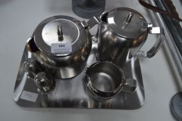Stainless Steel Part Tea Set and Tray