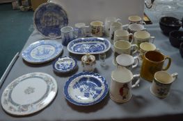 Pottery Tankards, Blue & White Plates, Royal Worce