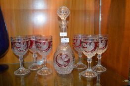 Decanter and Six Hock Glasses