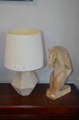 Table Lamp and a Wooden Horse Figure (AF)