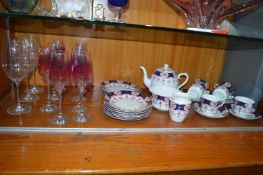 Vintage Part Tea Set plus Wine Glasses, and Flutes