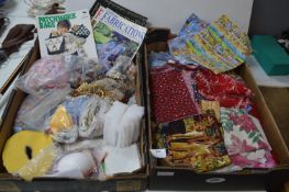 Two Boxes of Craft Materials Including Vintage Fab