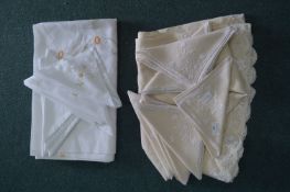 Two Sets of Hand Stitched Table Linens