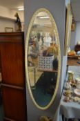 Large Oval Cream & Gilt Beveled Edge Mirror