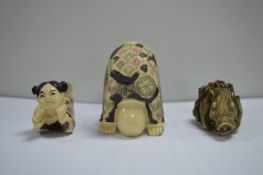 Three Reproduction Japanese Figurines