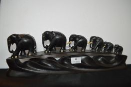 Carved Wooden Elephant Train Ornament